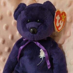 Rare Ty Beanie Baby Princess Diana Bear - Purple Plush - Mint Condition